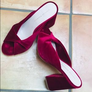 Loeffler Randall velvet ruby red mules